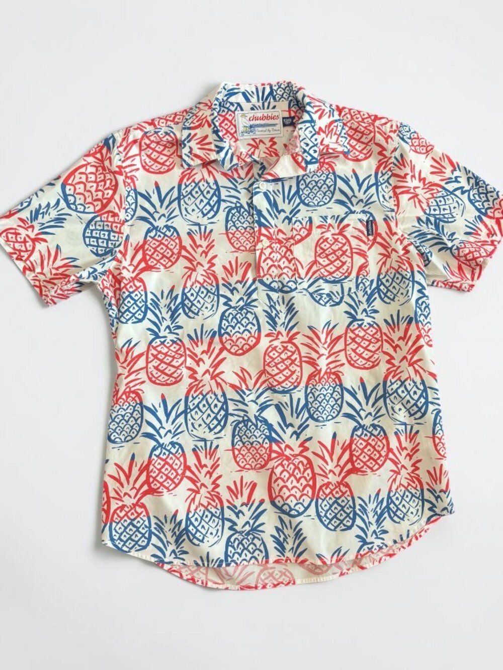 Chubbies Pineapple Print Hawaiian Button Up Shirt Men’s Medium